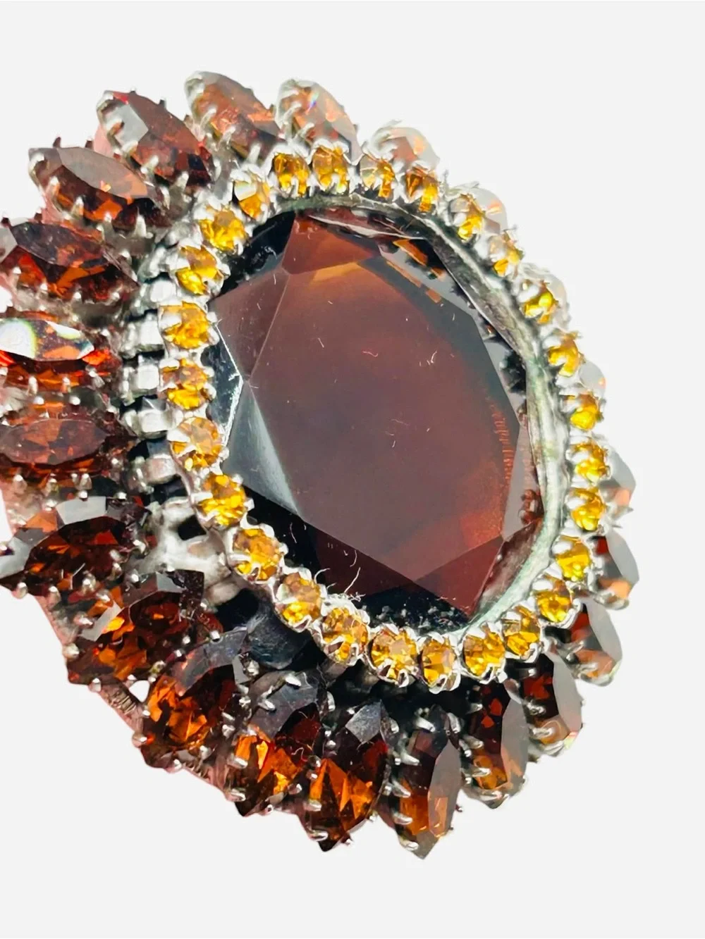 Vintage Original by Robert Topaz Glass Rhinestone  Brooch Pendant Combination